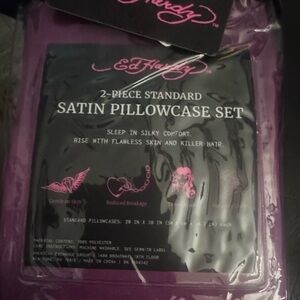Ed Hardy Satin Pillowcase Set - Vibrant Purple